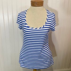 J MCLAUGHLIN | blue & white stripe cap “baby tee”